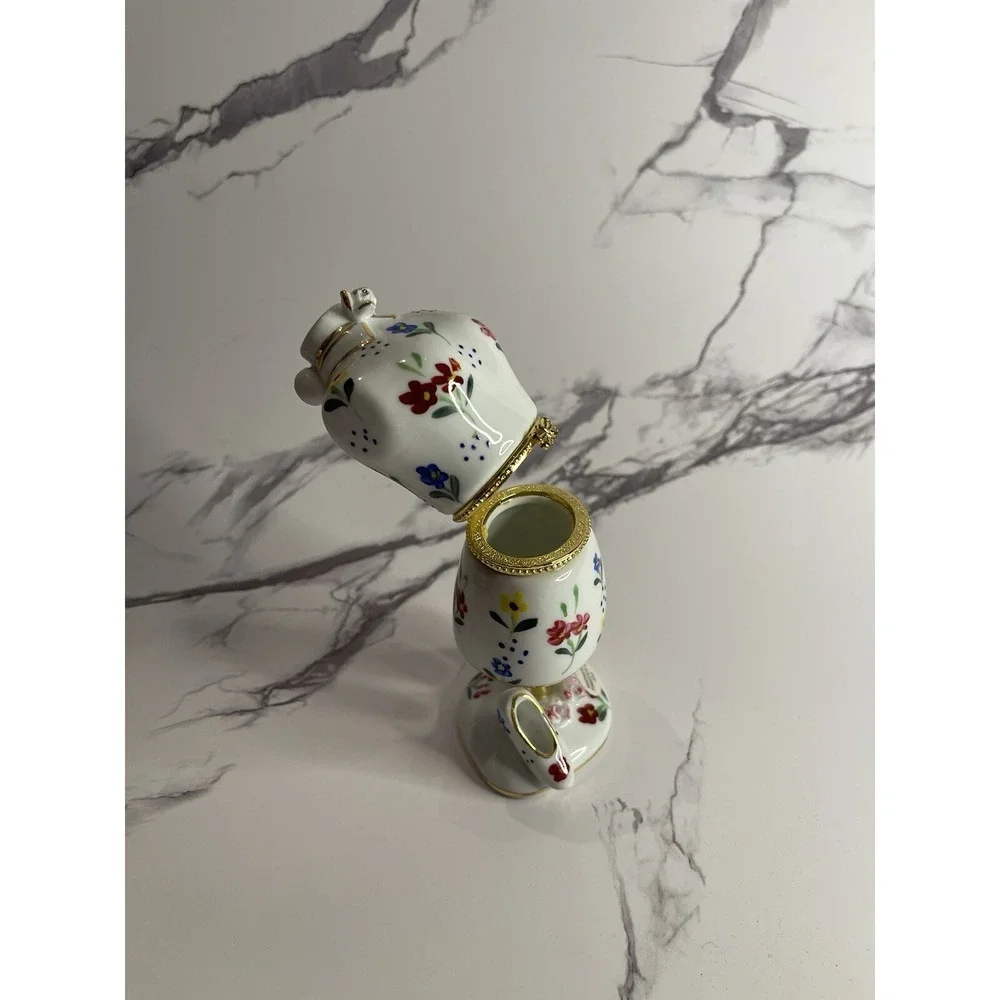 Formalities Trinket Box Trimmed In 10k Gold And Hand Painted